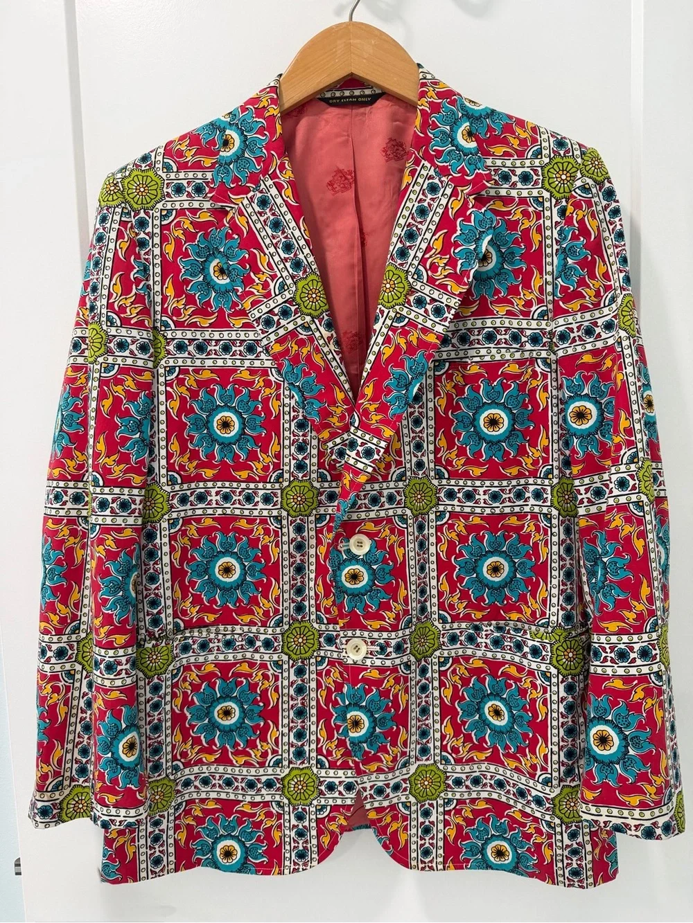 Vintage 60s 70s Wolton's Palm Beach Cotton Union Bright Mod Print Blazer (Sz 42)